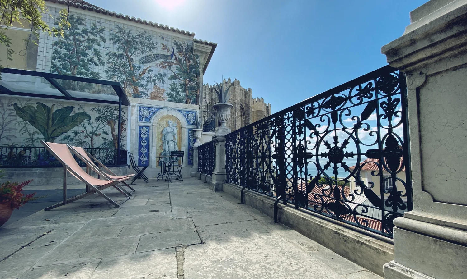 Historic Portuguese tiles in the private garden